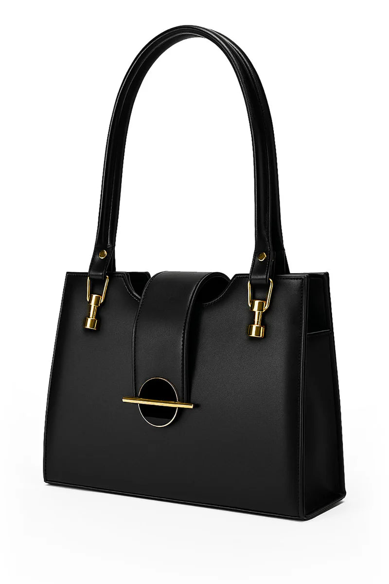 Elegant Black Structured Shoulder Bag for Women