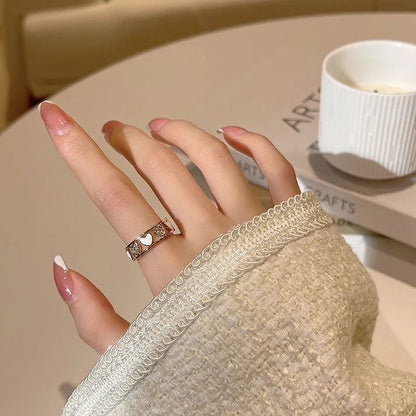 Elegant Diamond Heart Adjustable Ring for Women
