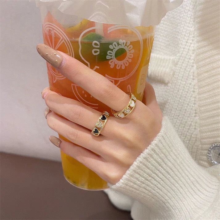 Elegant Diamond Heart Adjustable Ring for Women
