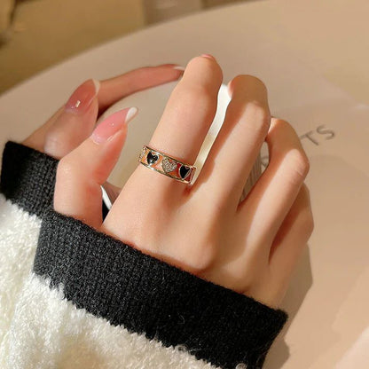 Elegant Diamond Heart Adjustable Ring for Women