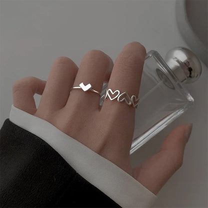 Minimalist Silver Heart Adjustable Ring