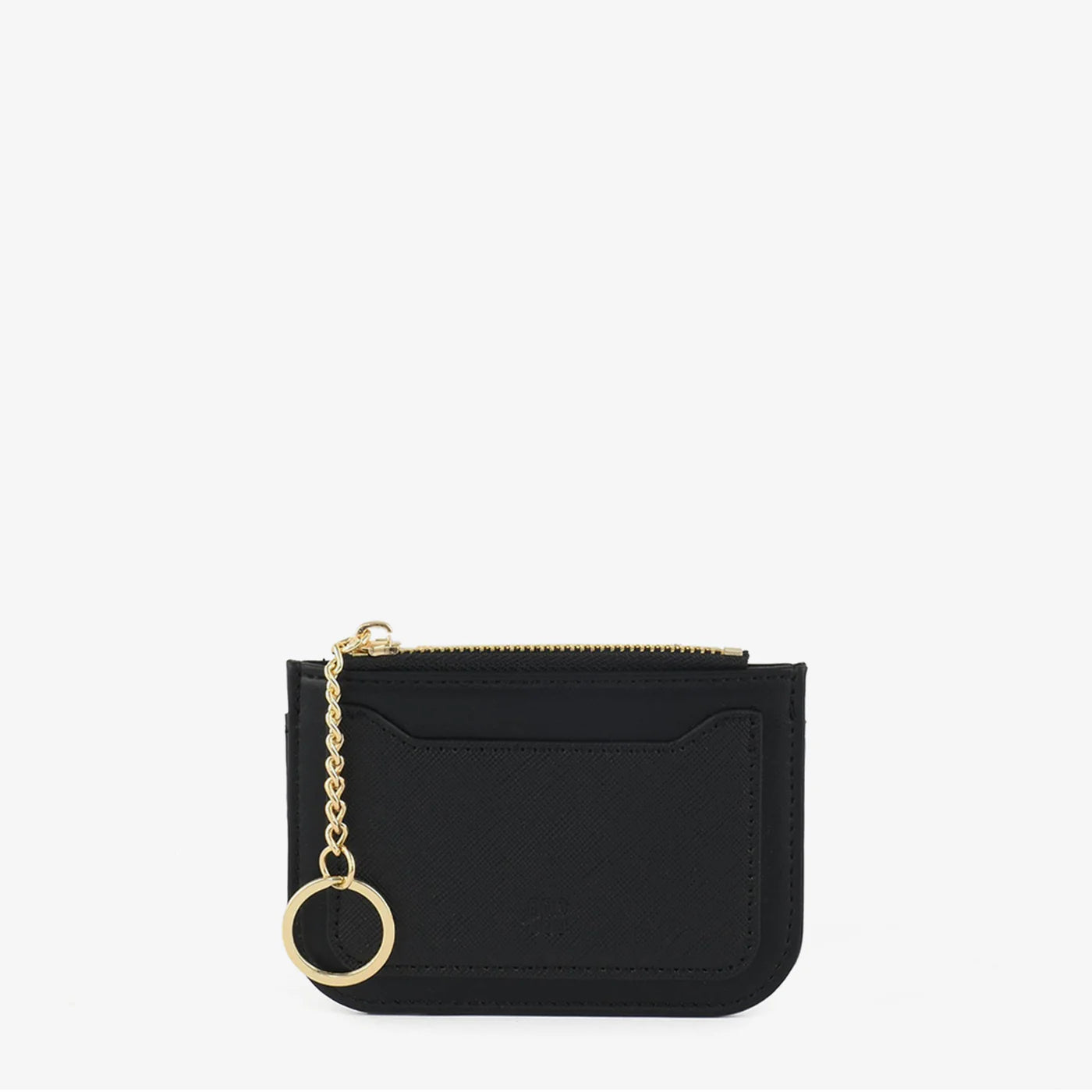 Minimalist Black Zip Card Holder Wallet