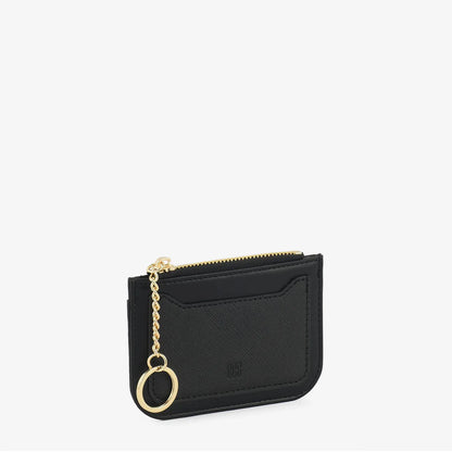 Minimalist Black Zip Card Holder Wallet